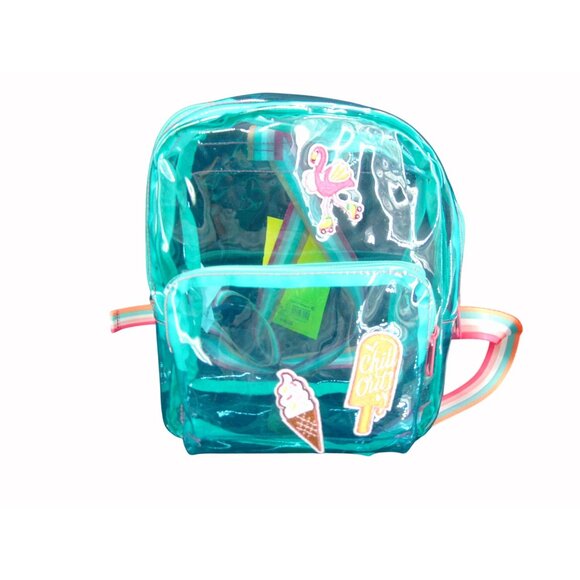 Sun Squad Clear Plastic Mini Backpack Green Popsicle Rainbow Concert Flamingo - Picture 5 of 10